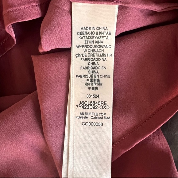 7 FOR ALL MANKIND Sleeveless Ruffle Front Blouse - Red/burgandy Size Medium New - Picture 5 of 7